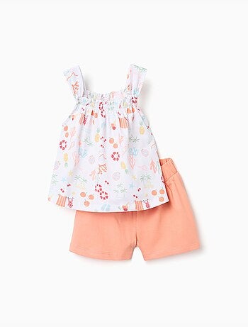 Top senza maniche + pantaloncini in cotone