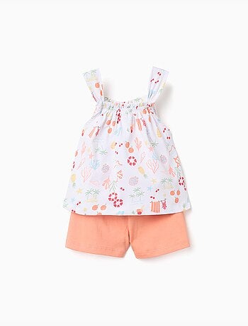 Top senza maniche + pantaloncini in cotone