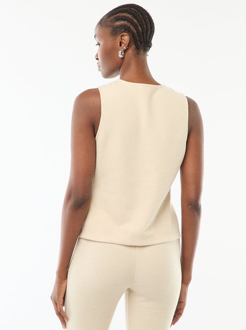 Top smanicato abbottonato in maglia morbida - Kiabi