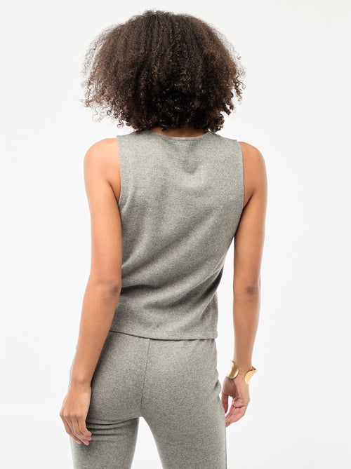 Top smanicato abbottonato in maglia soffice - Kiabi