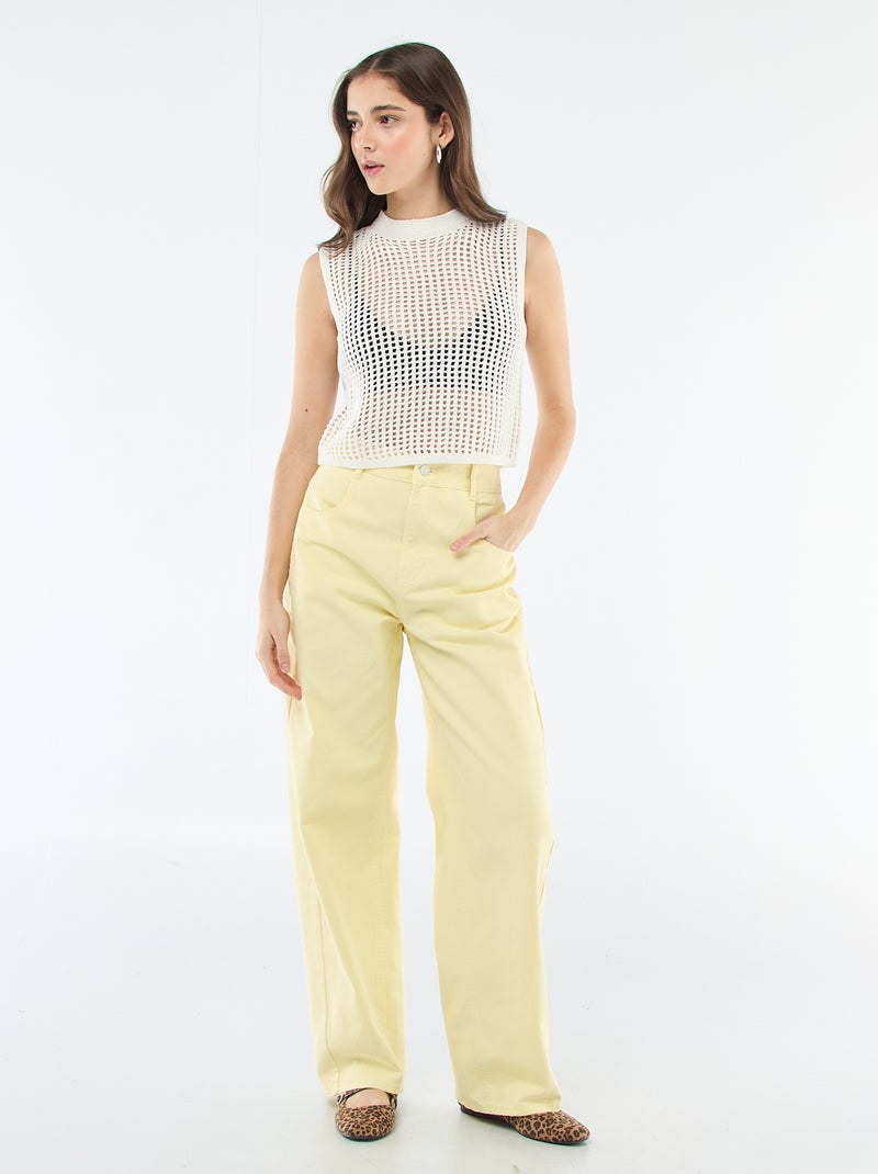 Top smanicato all'uncinetto Bianco - Kiabi