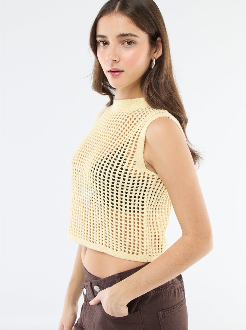 Top smanicato all'uncinetto Giallo - Kiabi