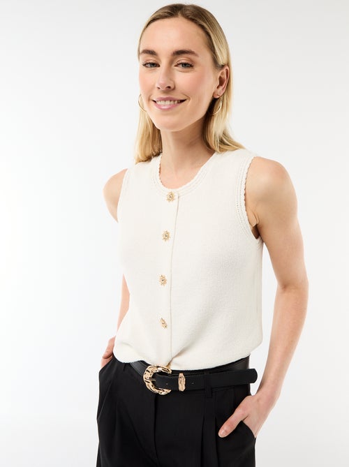 Top smanicato con bottoni dorati - Kiabi