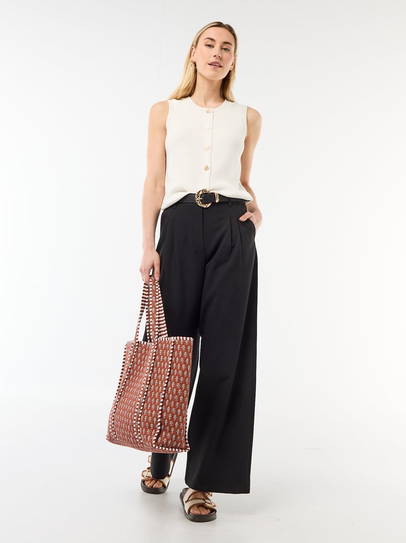 Top smanicato con bottoni dorati Beige - Kiabi
