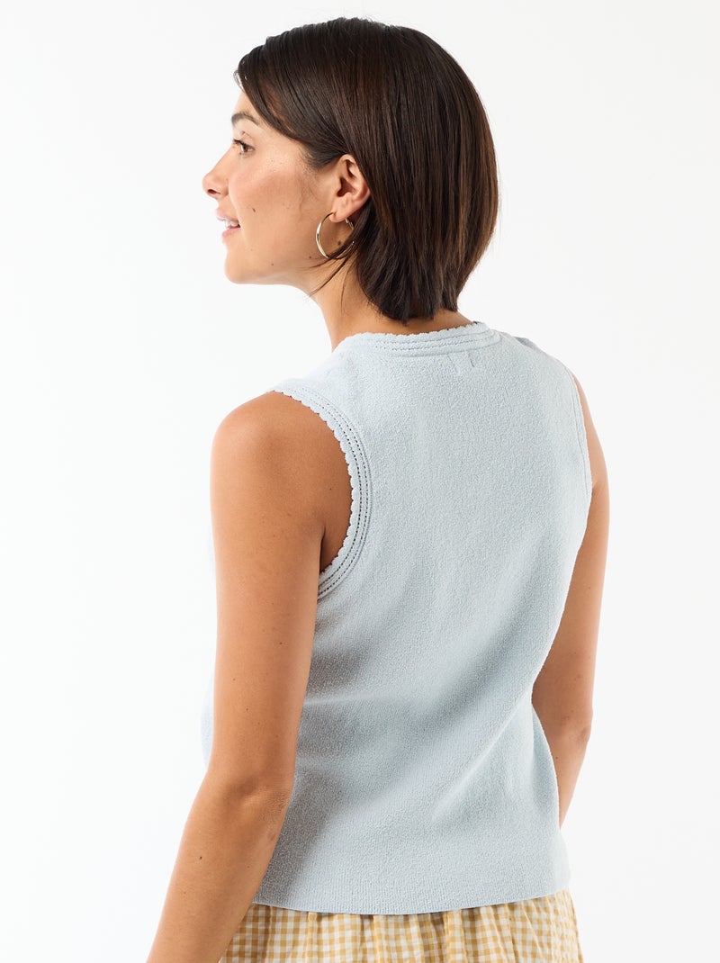 Top smanicato con bottoni dorati Blu - Kiabi
