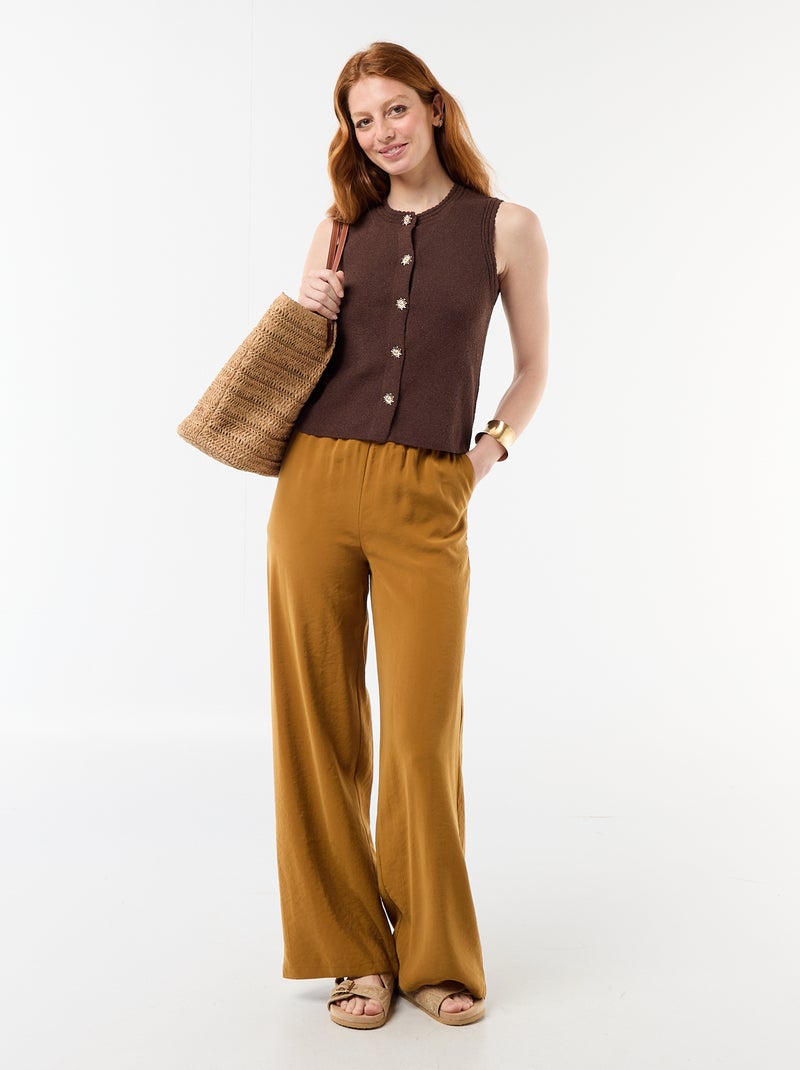 Top smanicato con bottoni dorati Marrone - Kiabi