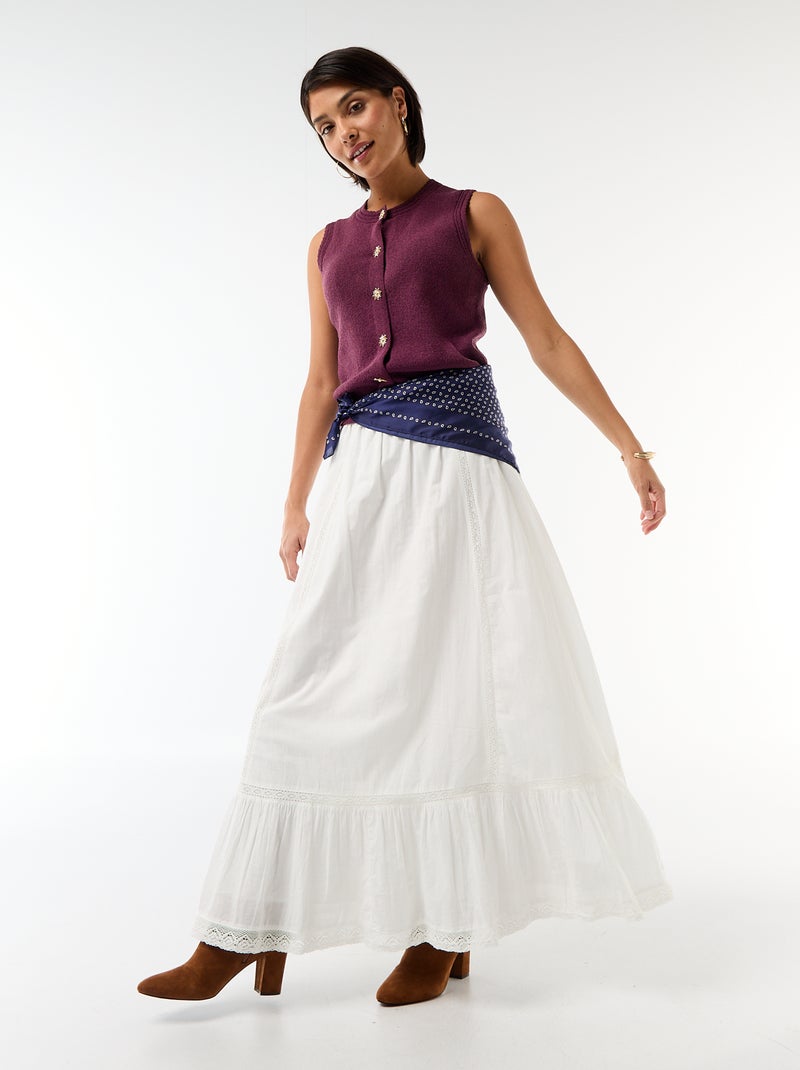 Top smanicato con bottoni dorati Viola - Kiabi
