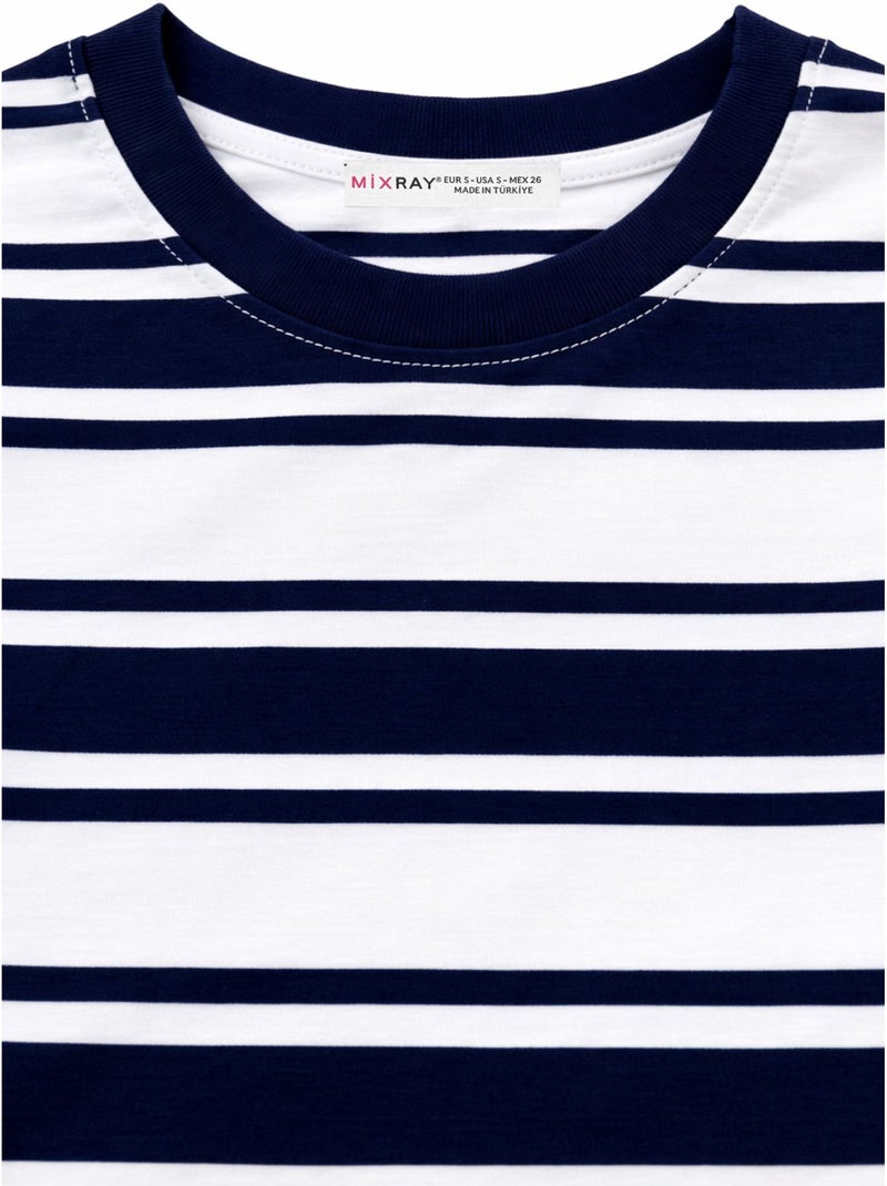 Top smanicato da donna mixray Bianco Blu - Kiabi