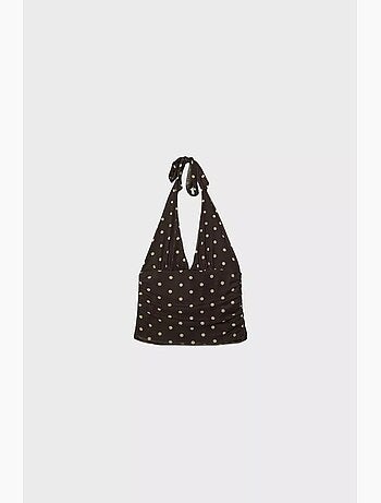 Top smanicato halter a pois corto hiccup