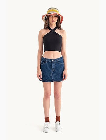 Top smanicato halter incrociato corto hiccup