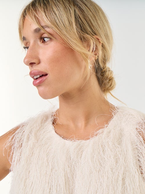 Top smanicato in maglia effetto peluche - Kiabi Top smanicato in maglia effetto peluche - Kiabi