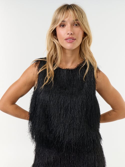 Top smanicato in maglia effetto peluche - Kiabi Top smanicato in maglia effetto peluche - Kiabi