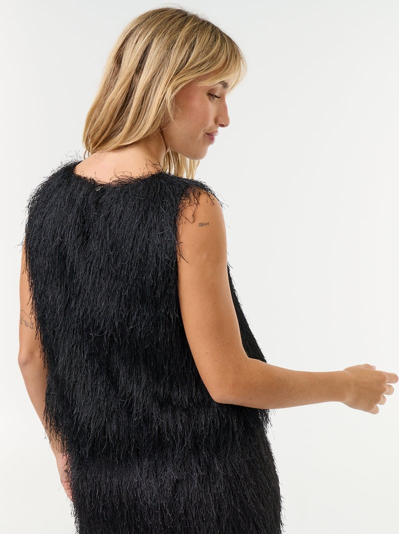 Top smanicato in maglia effetto peluche Nero - Kiabi