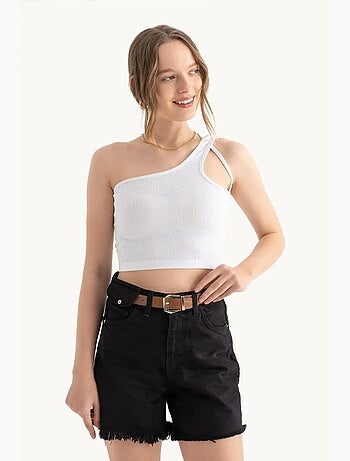 Top smanicato monospalla basic corto hiccup