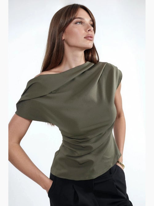 Top smanicato monospalla plissettato hiccup - Kiabi Top smanicato monospalla plissettato hiccup - Kiabi
