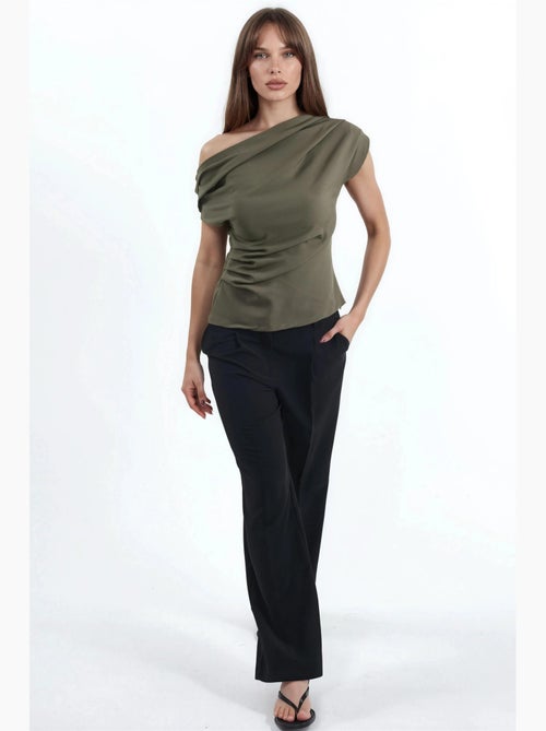 Top smanicato monospalla plissettato hiccup - Kiabi Top smanicato monospalla plissettato hiccup - Kiabi