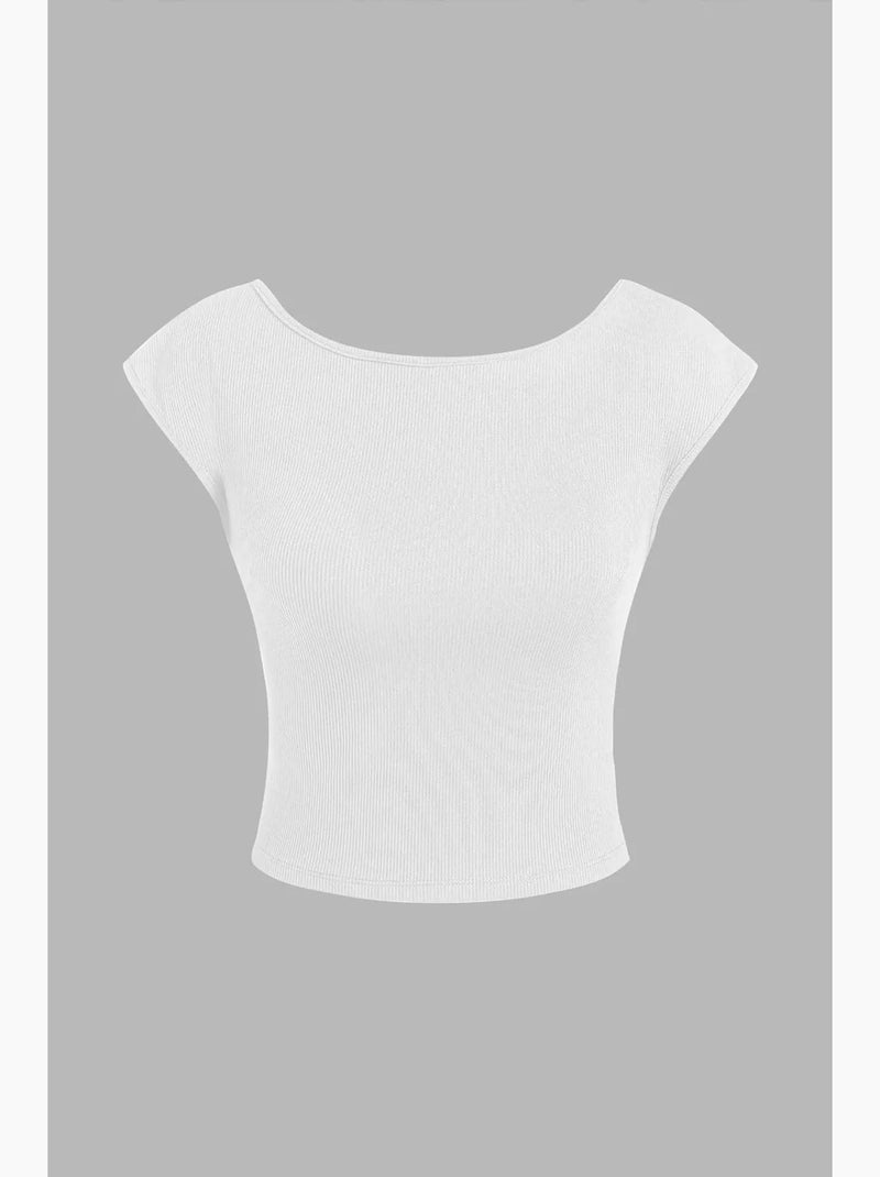 Top smanicato schiena scoperta corto hiccup Bianco - Kiabi