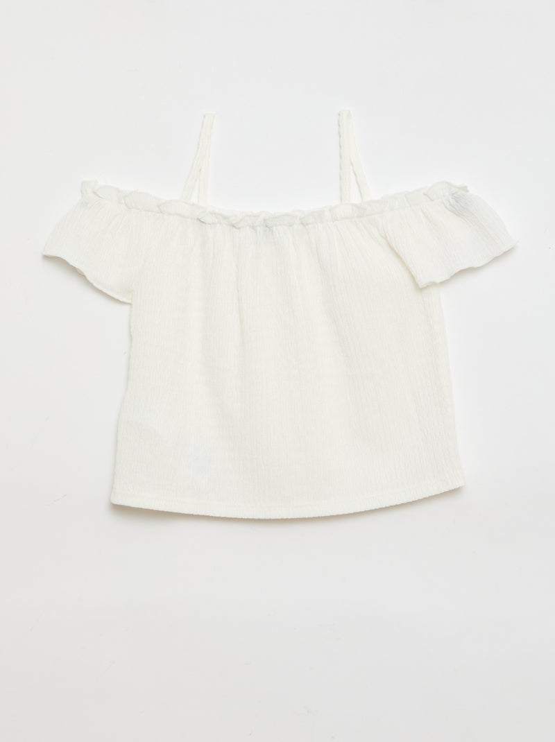 Top smockato con spalline sottili Bianco - Kiabi
