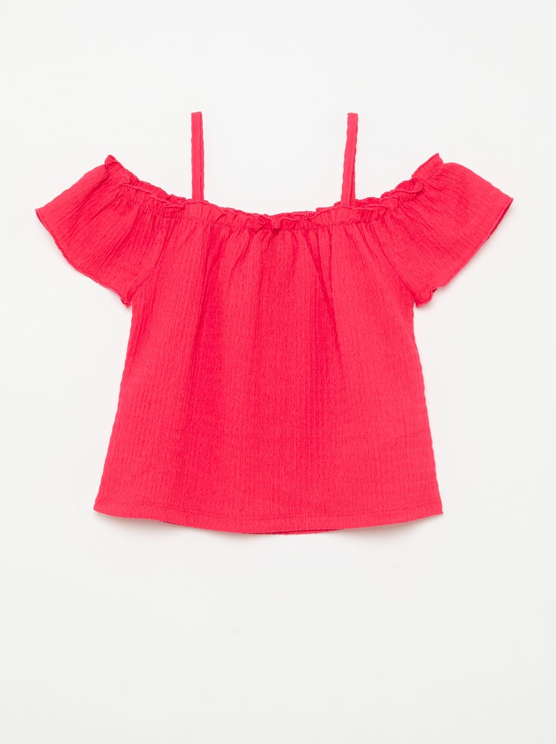 Top smockato con spalline sottili Rosa - Kiabi