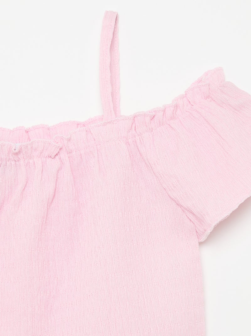 Top smockato con spalline sottili Rosa - Kiabi