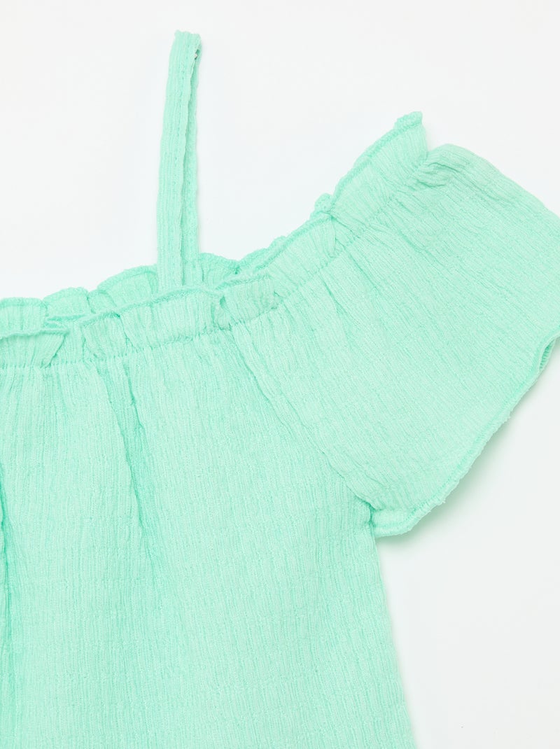 Top smockato con spalline sottili Verde - Kiabi