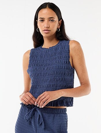 Top smockato senza maniche