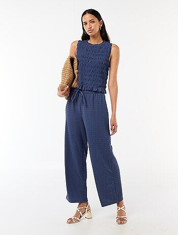 Top smockato senza maniche