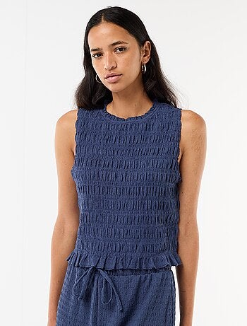 Top smockato senza maniche