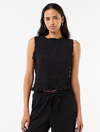 Top smockato senza maniche