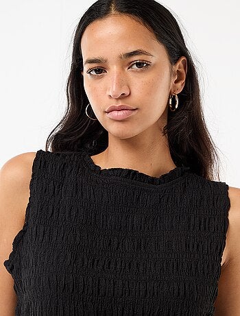 Top smockato senza maniche