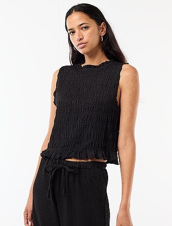 Top smockato senza maniche