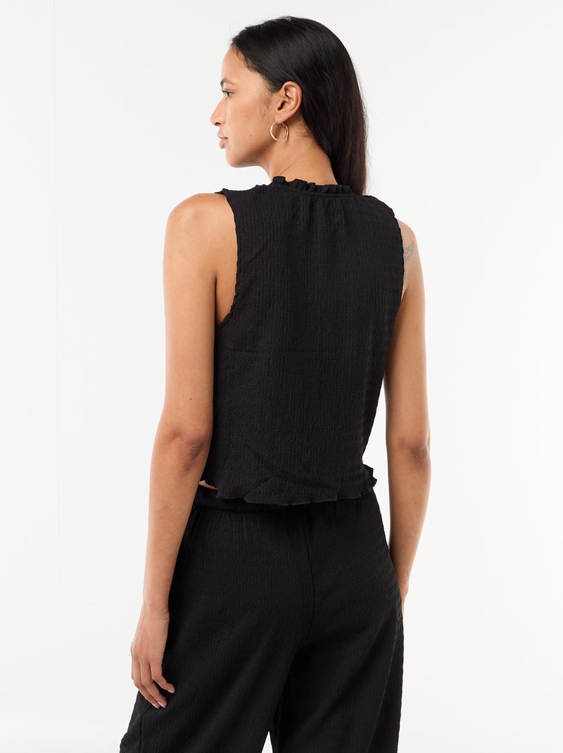Top smockato senza maniche Nero - Kiabi