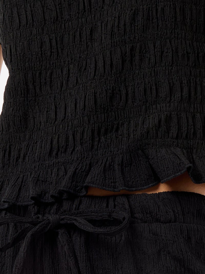 Top smockato senza maniche Nero - Kiabi
