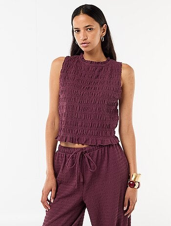 Top smockato senza maniche