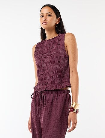 Top smockato senza maniche