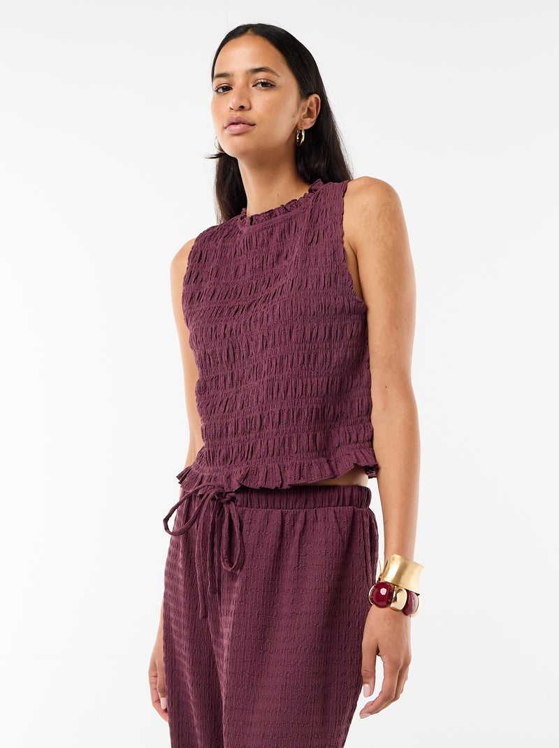 Top smockato senza maniche Viola - Kiabi