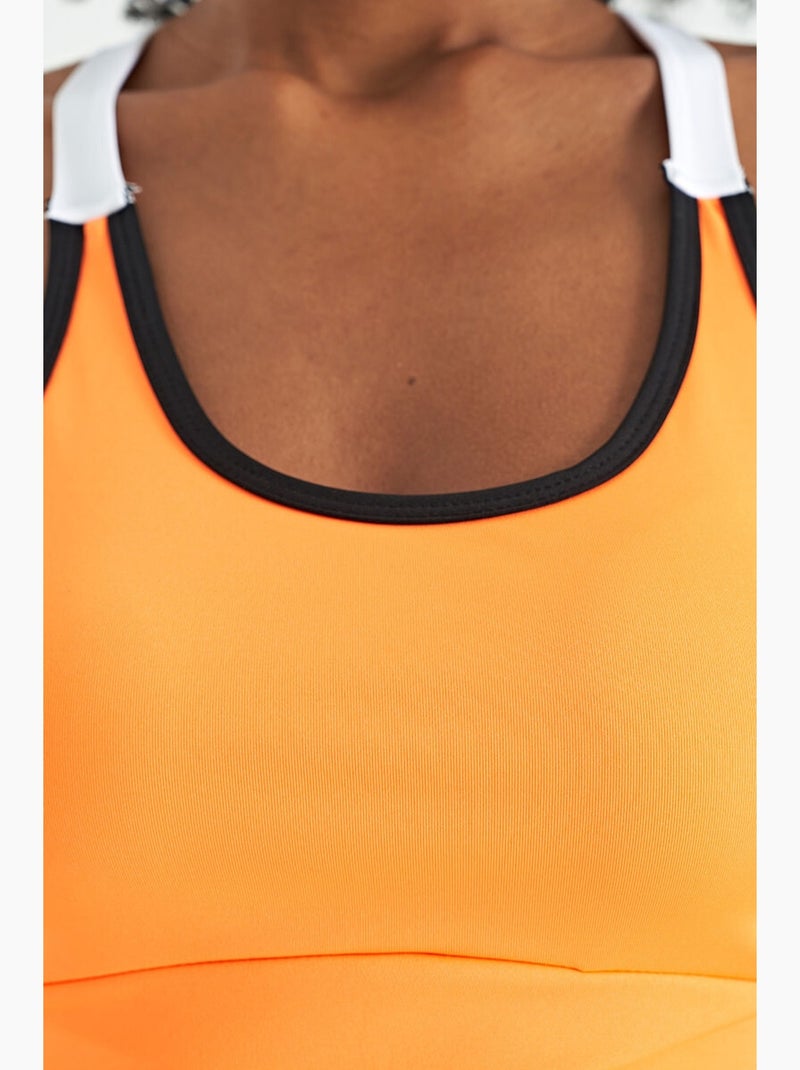 Top sportivo crop aderente senza maniche tommy Arancione - Kiabi