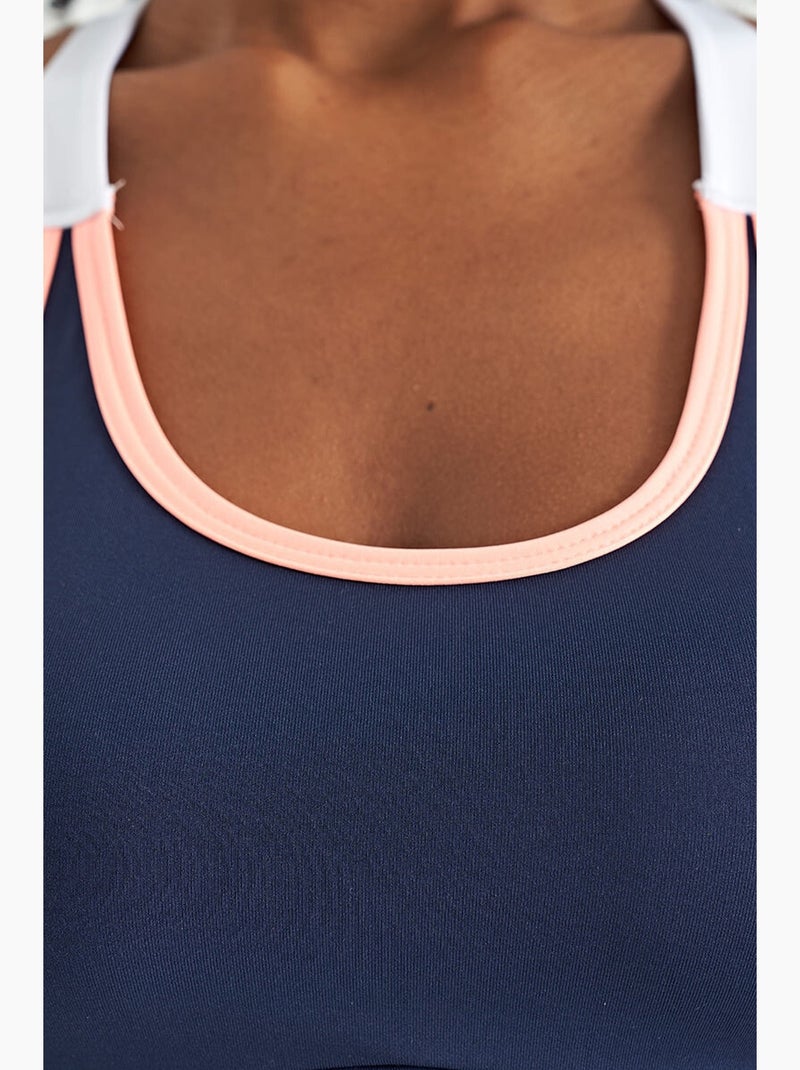 Top sportivo crop aderente senza maniche tommy Blu Rosa Bianco - Kiabi