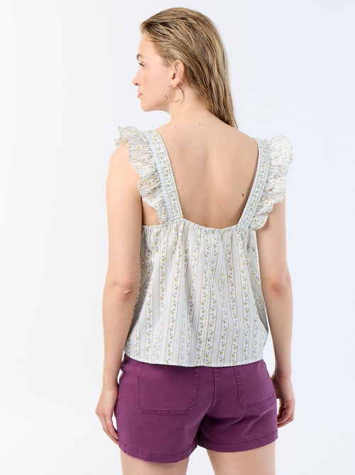 Top stampato con spalline a balze - Kiabi