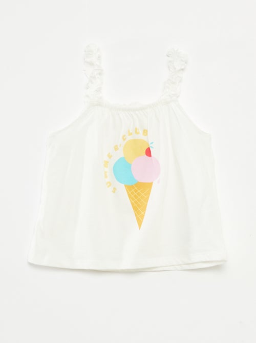 Top stampato con spalline con volant - Kiabi