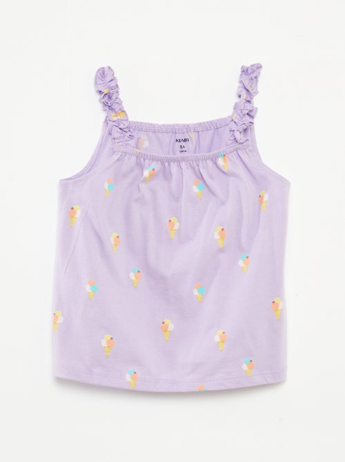 Top stampato con spalline con volant - Kiabi