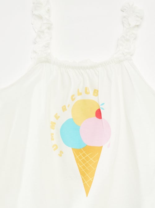 Top stampato con spalline con volant - Kiabi