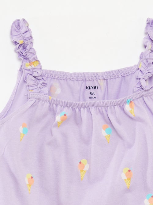 Top stampato con spalline con volant - Kiabi