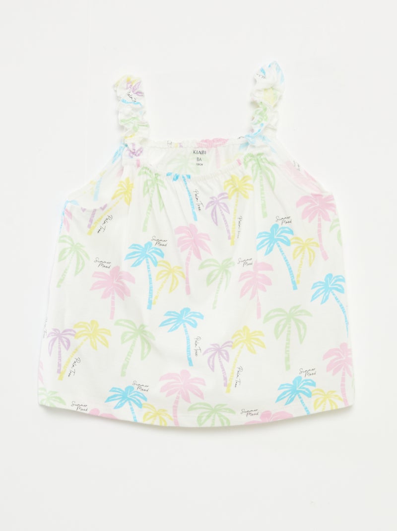 Top stampato con spalline con volant ROSA - Kiabi