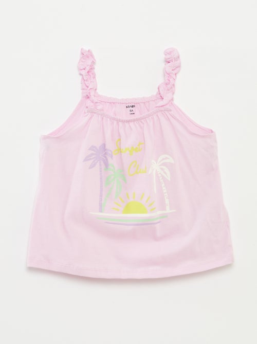 Top stampato con spalline con volant - Kiabi