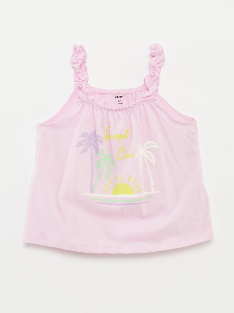 Top stampato con spalline con volant ROSA - Kiabi