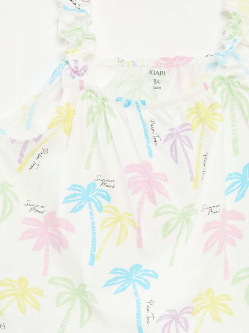 Top stampato con spalline con volant ROSA - Kiabi