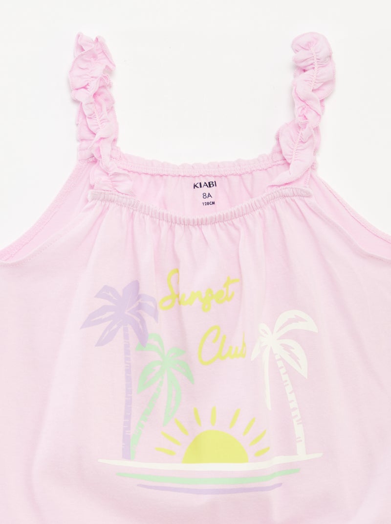 Top stampato con spalline con volant ROSA - Kiabi