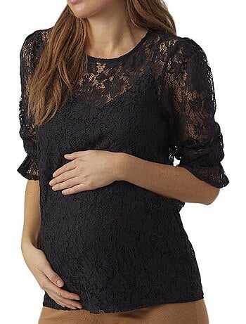 Top T-Shirt Premaman in Pizzo Vero Moda