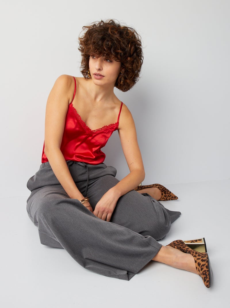 Top tessuto satinato ROSSO - Kiabi